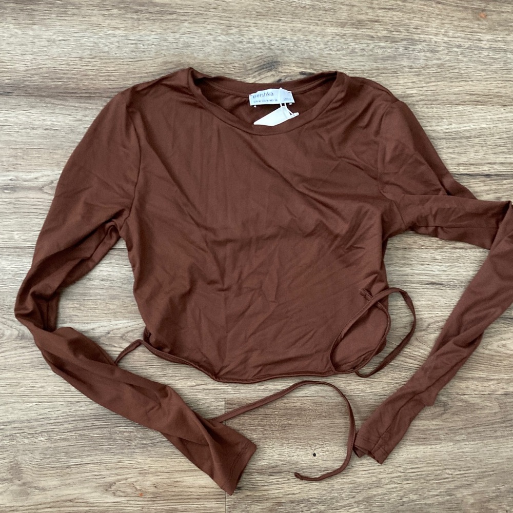 Bershka Chocolate Brown Swim Top Sz M